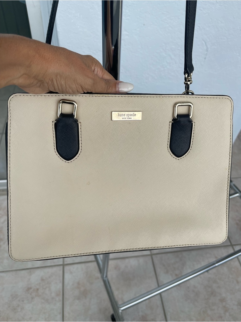 Kate Spade Staci Medium Satchel (Warm Beige Multi) - Only has crossbody strap!
